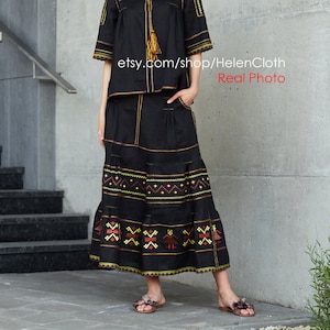 Ukrainian linen vyshyvanka style outfit, made in Ukraine