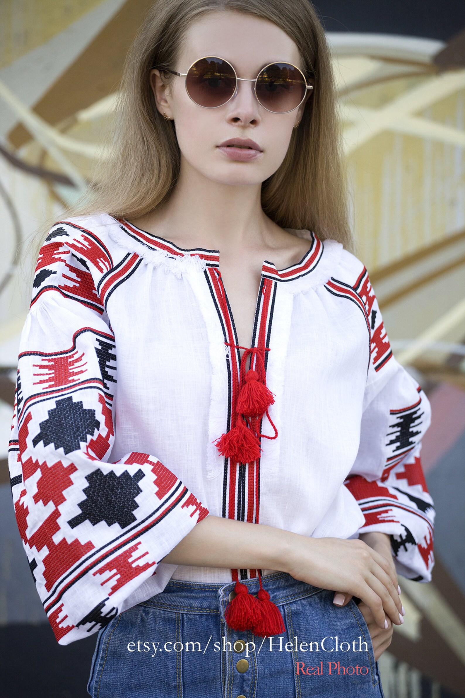 White Linen Embroidered Blouse Vyshyvanka Traditional Etsy