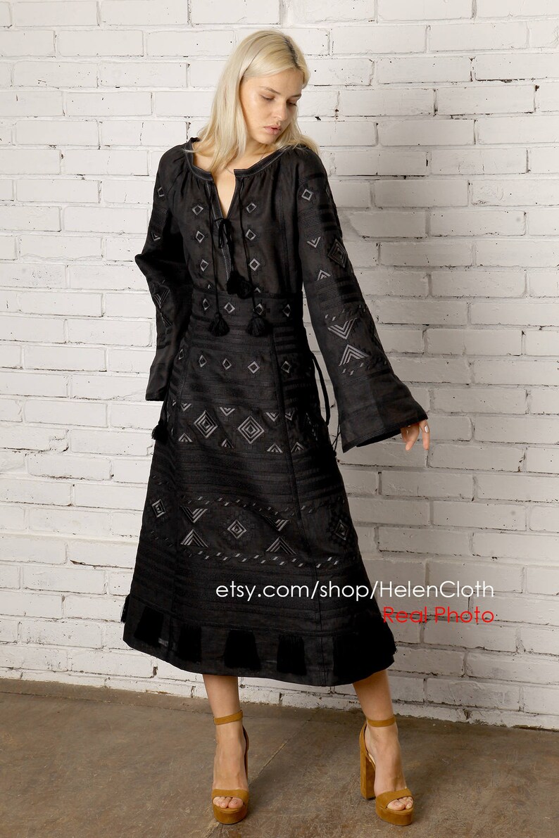 Handmade Gift Linen Embroidered Skirt and Blouse Folk Etsy