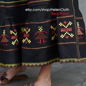 Ukrainian linen vyshyvanka skirt, flare linen skirt
