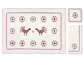 Country style embroidered table set, Eastern table placemat and napkin and coaster set