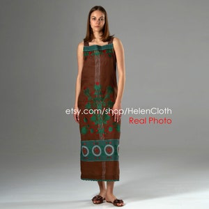 Sleeveless linen embroidered dress, sarafan, vyshyvanka