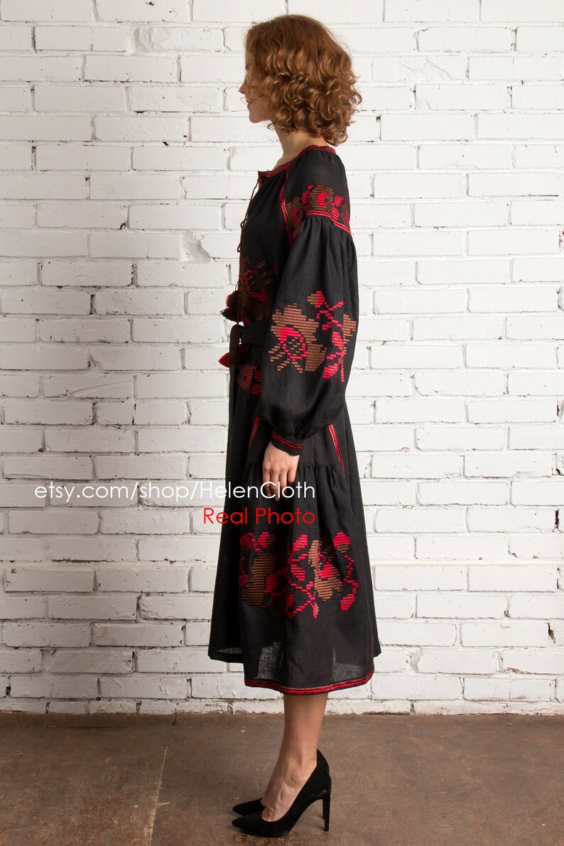 Vyshyvanka Linen Embroidered Dress Ukrainian Vyshyvanka Etsy