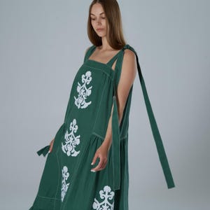 Sleeveless Embroidered Bohemian Dress, Boho Robe dress, Summer floor dress Linen Abaya, Ukrainian Vyshyvanka