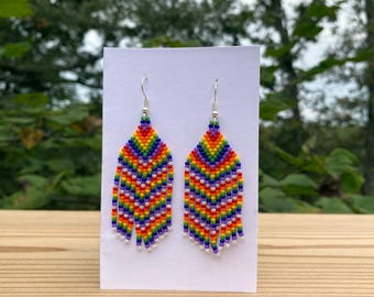 rainbow fringe earrings