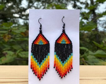 fire colors fringe earrings