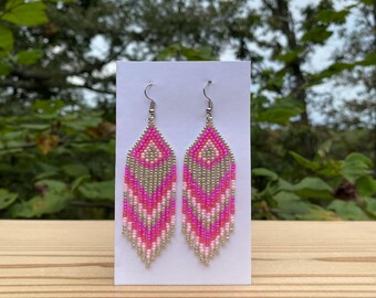 pink & silver fringe earrings