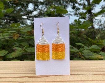 candy corn fringe earrings