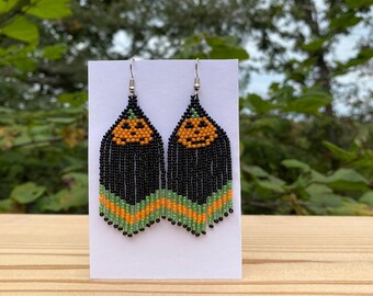 jack o'lantern fringe earrings