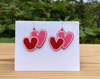beaded heart earrings