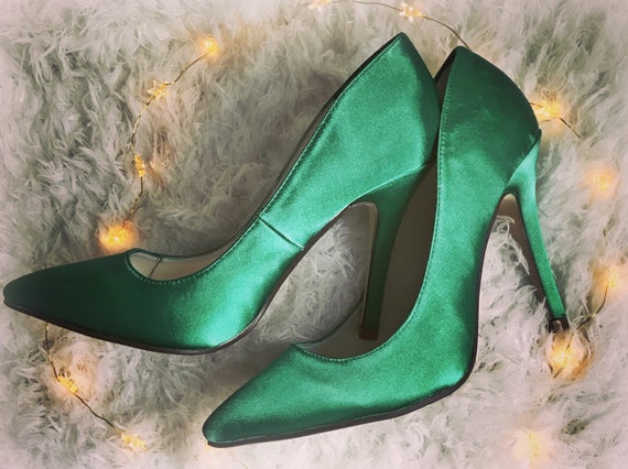 green satin shoes uk