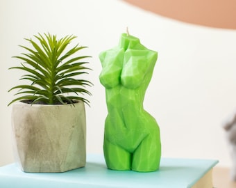 Geometric Torso Silicone Mold, Modern Goddess Candle, 5.7"