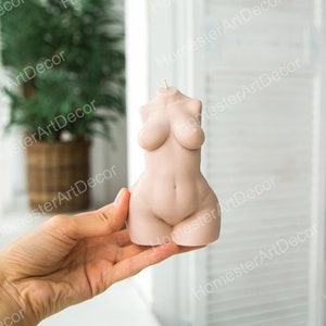 Plus Size Woman Torso Candle Mold, Curvy Female Figure Silicone Mold (3.94")