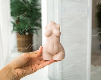 Plus Size Woman Torso Candle Mold, Curvy Female Figure Silicone Mold (3.94")