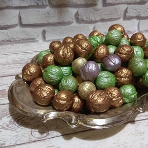 Color walnut shell, rustic wedding decor, natural wedding decor, homemade rustic christmas ornaments