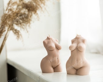 Molde para vela de torso de mujer con curvas: figura femenina de silicona 3D (14 cm)