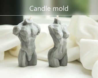 Candle mold geometric male and female body torso, extra large 8&quot; (20 cm), set of 2 pcs, male and female figure candle, diamond candle set