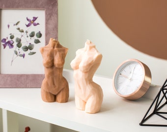 Geometric candle mold for creating candle, woman torso mold height - 4.75&quot; (12 cm), 3D silicone mold, resin, candle, sculpture
