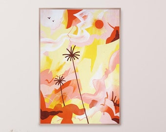 Iridescent Palms / Acrylic Painting on Watercolor Paper / 2024