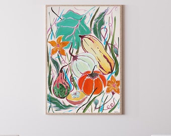 Autumn Pumpkin Harvest III / Watercolor and India Ink on Paper / 2024