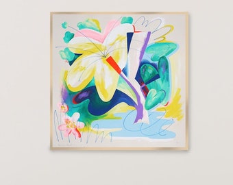Pow Flower / Acrylic Painting and Crayon on Watercolor Paper / 2024