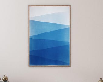 Blue Mountains / Unique Monotype Cyanotype on Watercolor Paper / 2025