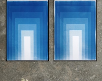 Double Portals / Monotype Cyanotype on Watercolor Paper / 2025