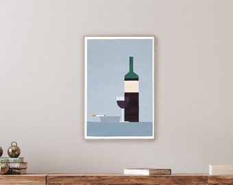Wine Bottle and Cigarette I / Acrylic Painting on Watercolor Paper / 2023