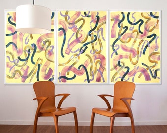 Eggshell Yellow Curls / Acrylic Painting on Paper / 2021