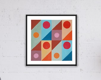 Geometric Ocean Corals / Acrylic Painting on Watercolor Paper / 2023