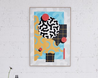 Abstract Shapes Updated #8 / Acrylic Painting and Spray on Watercolor Paper / 2024