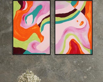 Sensual Diptych / Acrylic Paint on Watercolor Paper / 2025