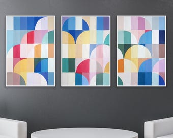 Art Deco Pastel Patterns III / Acrylic Painting on Watercolor Paper / 2025