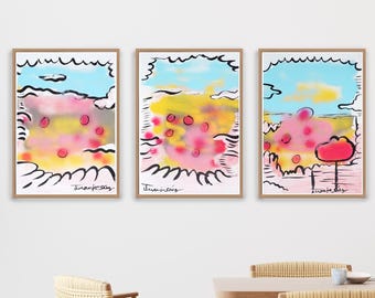 Poppies Over Gray / Acrylic and Spray Paint on Watercolor Paper / 2025