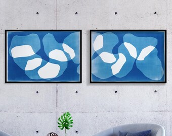 Woven Spiral / Unique Monotype Cyanotype on Watercolor Paper / 2025