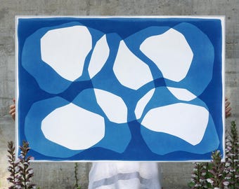 Deep Quarry / Unique Monotype Cyanotype on Watercolor Paper / 2025