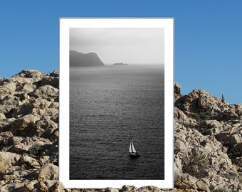 B&W / Misty Sailboat Journey / Limited Edition