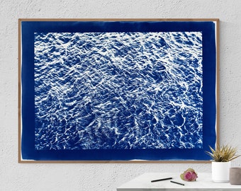 Handprinted Cyanotype: Pacific Ocean Currents / 100x70cm / Limited Edition