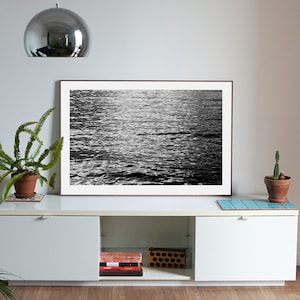 Black and White Limited Edition Giclée Print on Paper of Abstract Ripples under Moonlight, Minimal Seascape, Feng Shui Photo, Sugimoto Style image 1