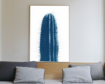 Blue Upright Desert Cactus / Handmade Cyanotype on Watercolor Paper / Limited Edition