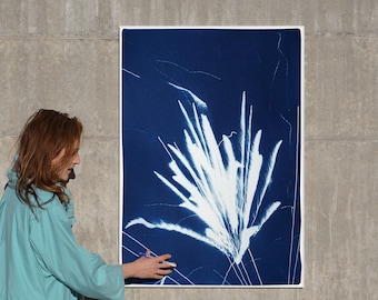 Sparkling Firework Burst / Cyanotype Print on Watercolor Paper / 100x70 cm / Limited Edition