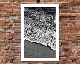 Vertical Morning Seashore, Black and White Limited Edition Giclée Print, Seascape, Sugimoto Style, High Contrast Photography, Coastal Print