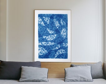 Misty Underwater Shapes / Contemporary Cyanotype-Monotype on Paper