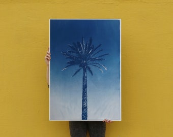 Nile River Palm /100x70cm/ Botanical Cyanotype Print on Watercolor Paper / Limited Edition