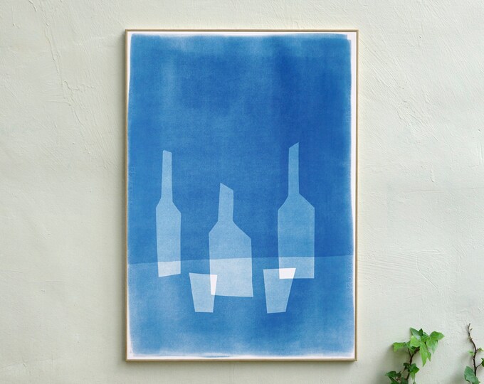 Three Bottles for Two People / Handmade Monotype on Watercolor Paper / 2023