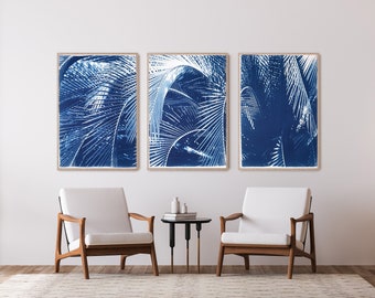 Shady Majesty Palm Leaves / Handmade Cyanotype Print on Watercolor Paper / Limited Edition