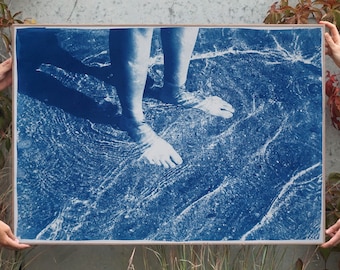 "Greek Beach Bliss"/ Cyanotype on Watercolor Paper/ 100x70cm / Limited Edition