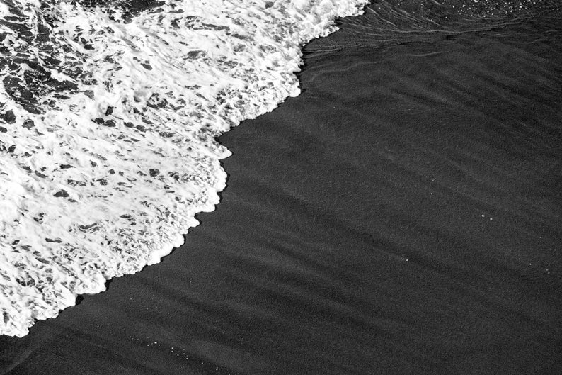 Minimal Extra Large Giclée Print of Deep Black Sandy Shore, Contemporary Black and White Seascape Photograph, Nautical, Zen, Limited Edition image 5