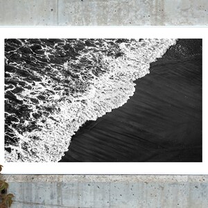 Minimal Extra Large Giclée Print of Deep Black Sandy Shore, Contemporary Black and White Seascape Photograph, Nautical, Zen, Limited Edition image 6