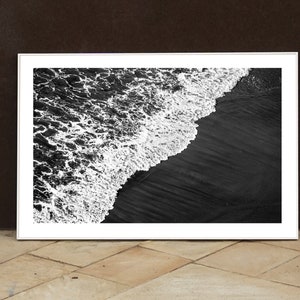 Minimal Extra Large Giclée Print of Deep Black Sandy Shore, Contemporary Black and White Seascape Photograph, Nautical, Zen, Limited Edition image 7